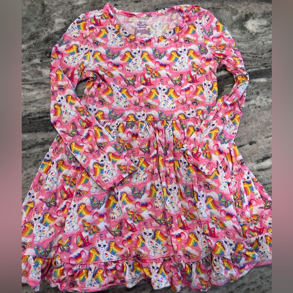 Posh Peanut Lisa Frank Angel Kitty Dress size 3-4t